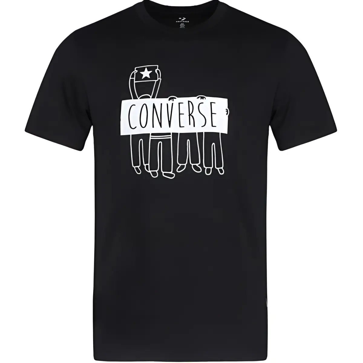 Converse T-Shirts Men's Black Crew Neck Moderate