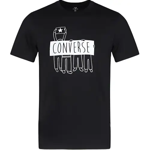 Converse T Shirts Men's Black Crew Neck Moderate