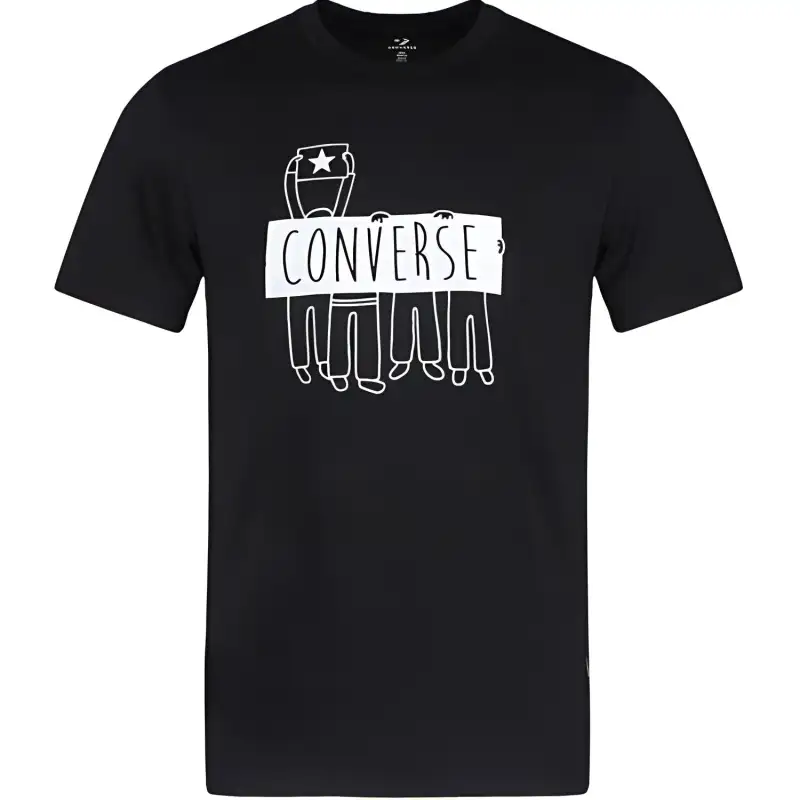 Converse T Shirts Men's Black Crew Neck Moderate
