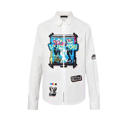 LOUIS VUITTON White shirt with zipper, print