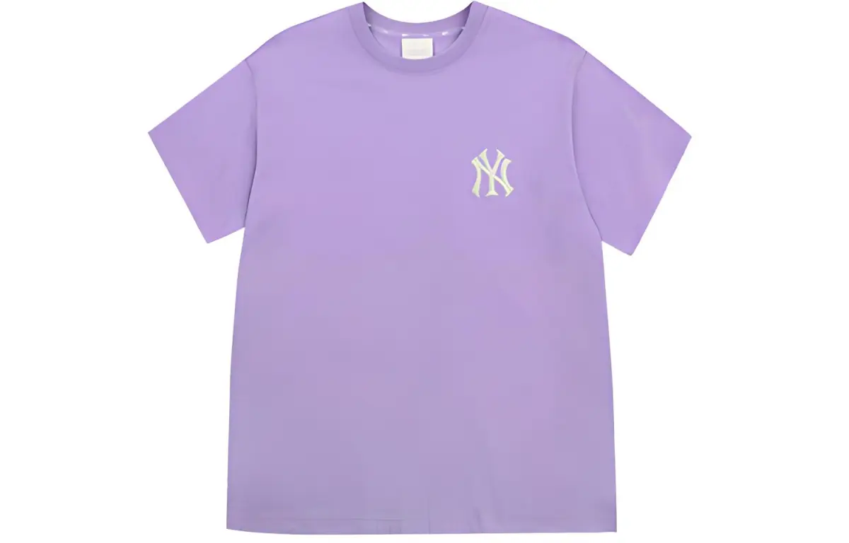 MLB New York Yankees T-Shirts Unisex Blue Purple Crew Neck Moderate Straight Fit