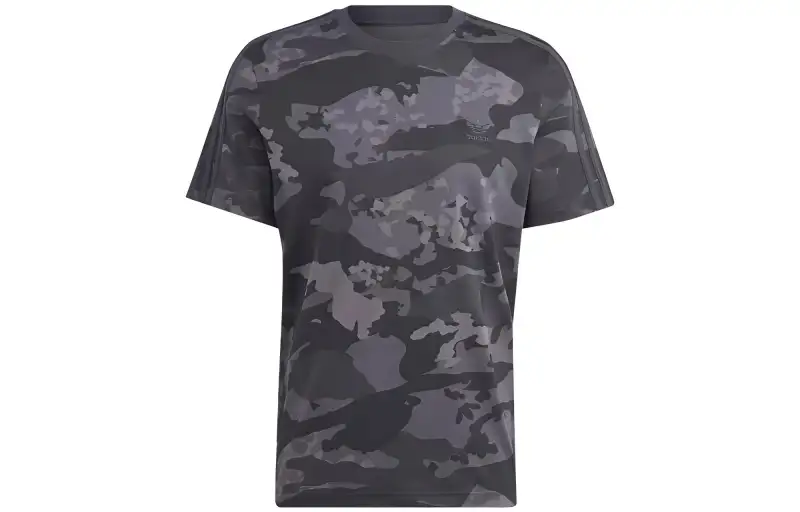 Adidas Originals T Shirts Men's Carbon Black Crew Neck Moderate Straight Fit