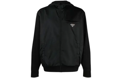 PRADA Jackets Men's Black Hooded Moderate Other