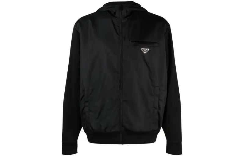 PRADA Jackets Men's Black Hooded Moderate Other