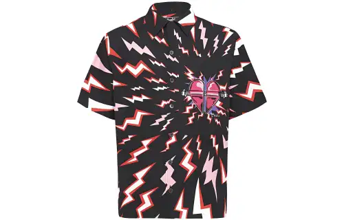 Prada lightning-bolt heart short-sleeved shirt