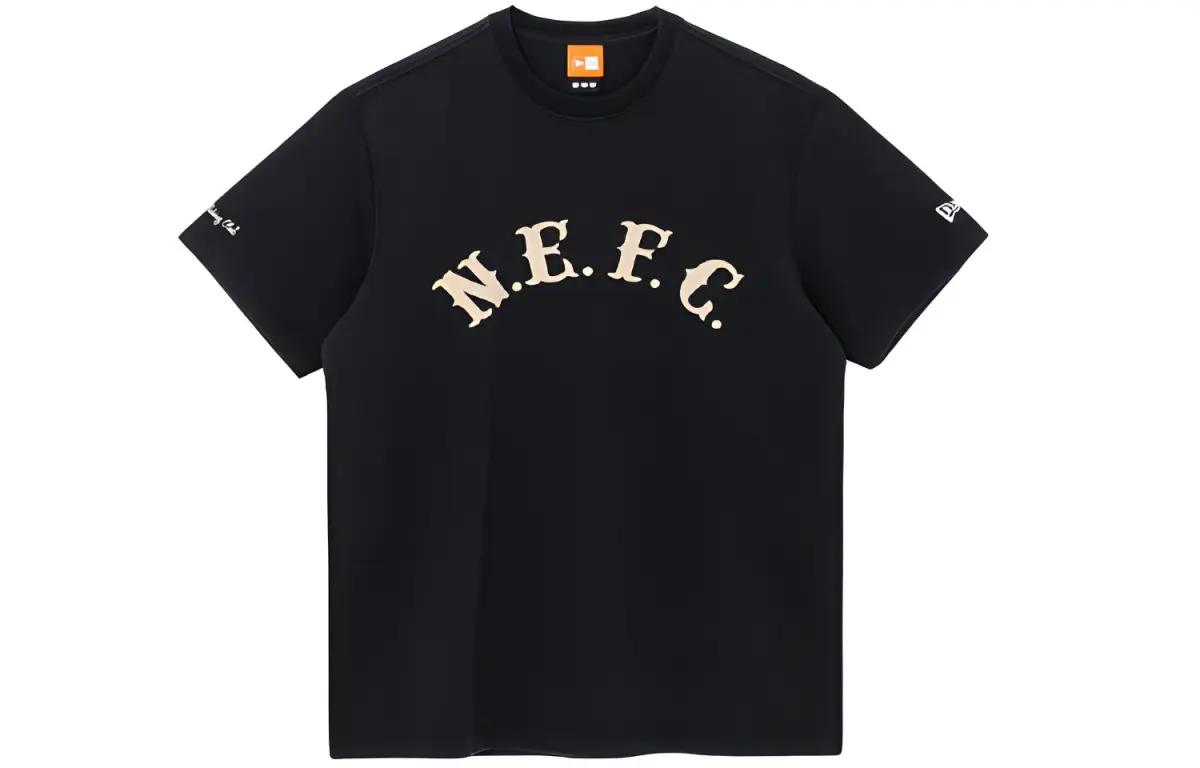 New Era Letter Print T Shirt Men's Black