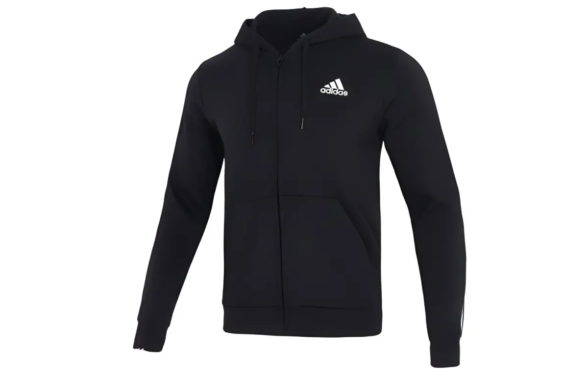 Adidas Sweatshirts Men's Black Hooded Moderate Cardigan