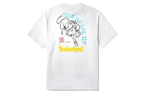 Timberland T Shirts Men's White Crew Neck Moderate Straight Fit
