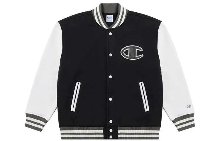 Champion FW22 Champion Thickened And Fleece Lined, Large Logo Print Open Collar Coat Casual Sports Thermal Thickened