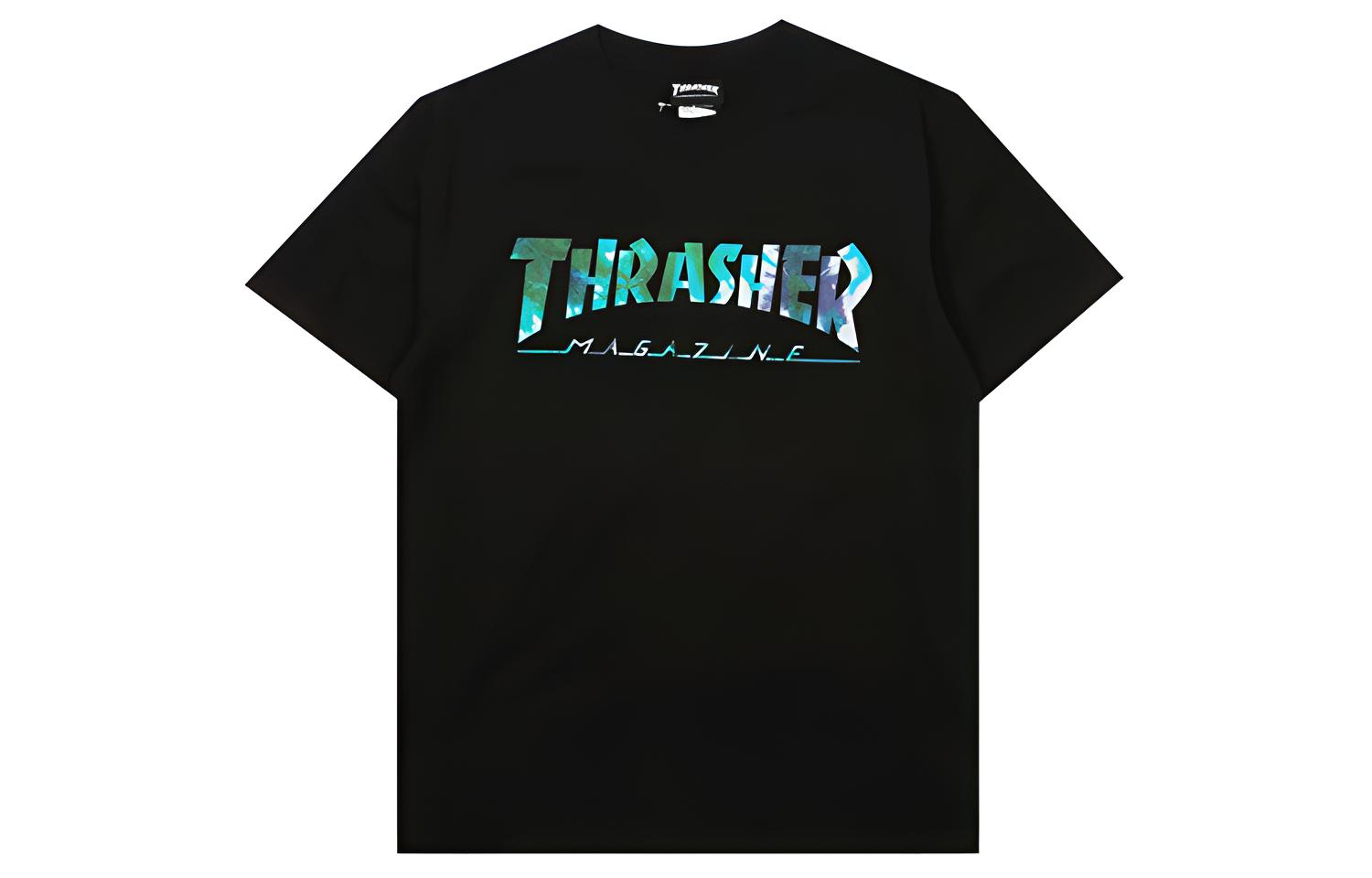 Футболка Thrasher с принтом тай-дай (черная)