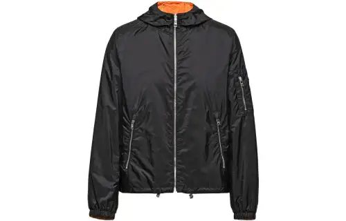 PRADA Jackets Men's Black Hooded Moderate Reversible