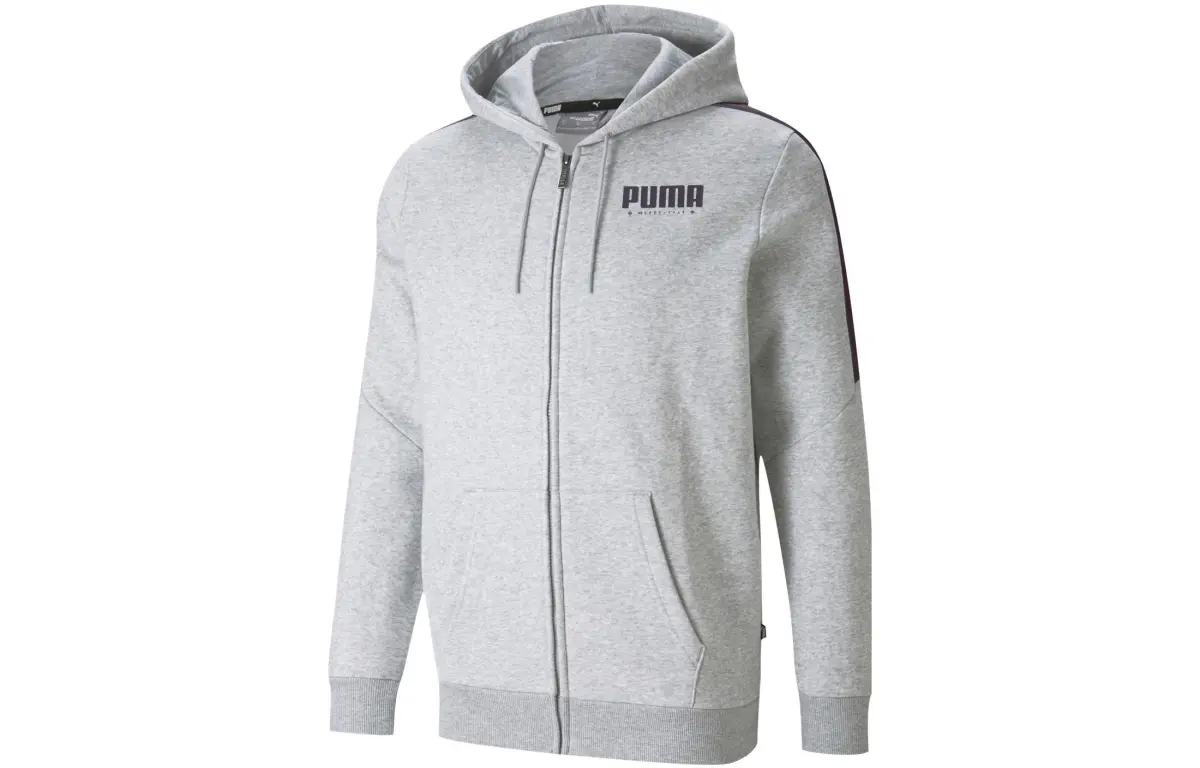PUMA Jackets Men's Gray Hooded (Non-detachable) Moderate Straight Fit