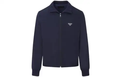 Prada triangle-logo zip-up jacket