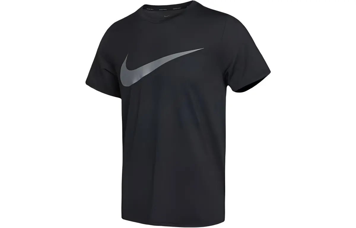 Nike T-Shirts Men's Black Crew Neck Moderate Straight Fit