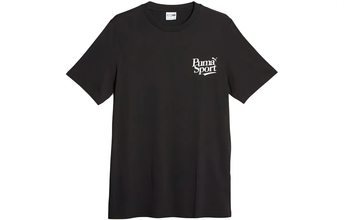 PUMA T-Shirts Men's Black Crew Neck Moderate Straight Fit