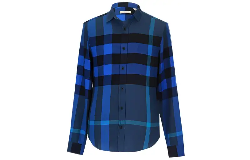 Burberry Shirts Men's Gray Blue Lapel Moderate Other