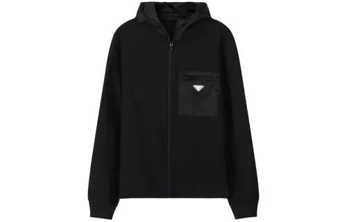 PRADA Jackets Men's Black Hooded Thin Other