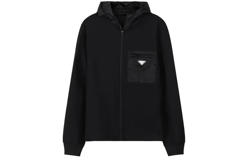 PRADA Jackets Men's Black Hooded Thin Other