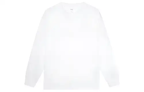UNIQLO T Shirts Men's White Crew Neck Moderate Straight Fit