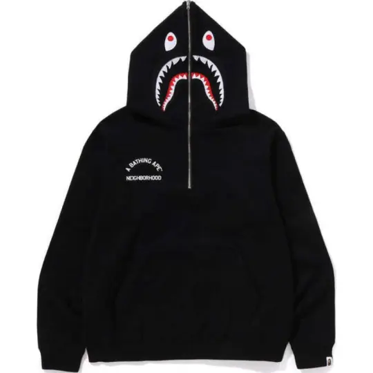 Bape X Neighborhood Two Face Half Zip Pullover Hoodie