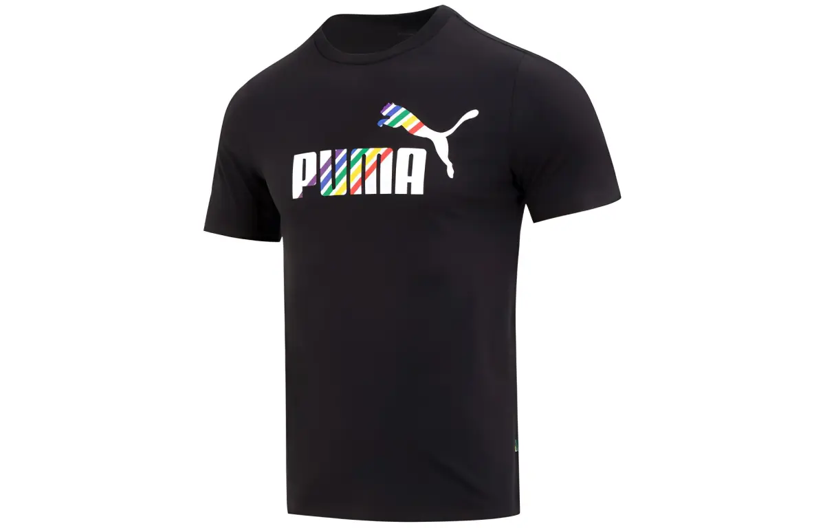 PUMA T-Shirts Men's Black Crew Neck Moderate Straight Fit