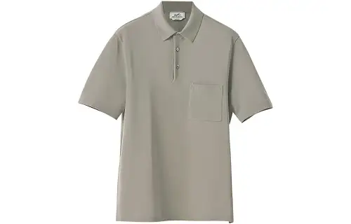 HERMES FW22 Piqures Sellier Polo Shirt Men's Gray