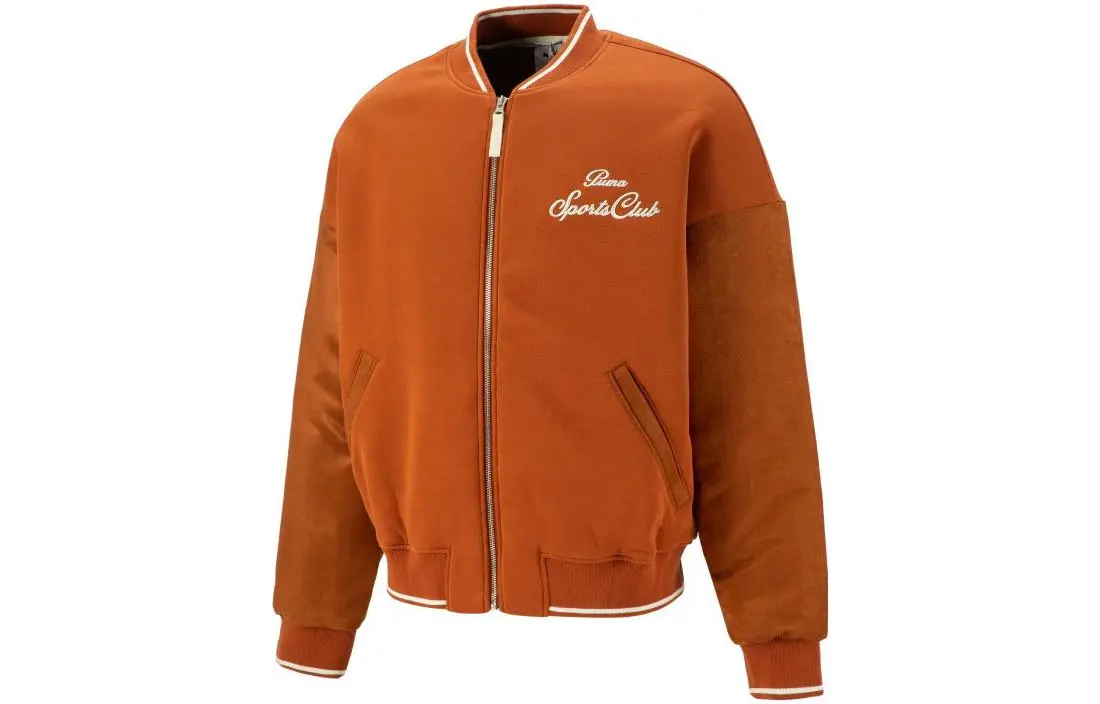 PUMA MMQ Jackets Men's Coffee Baseball Collar Moderate Straight Fit