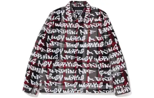 Bape One Point Bape Graffiti Check Zip Jacket