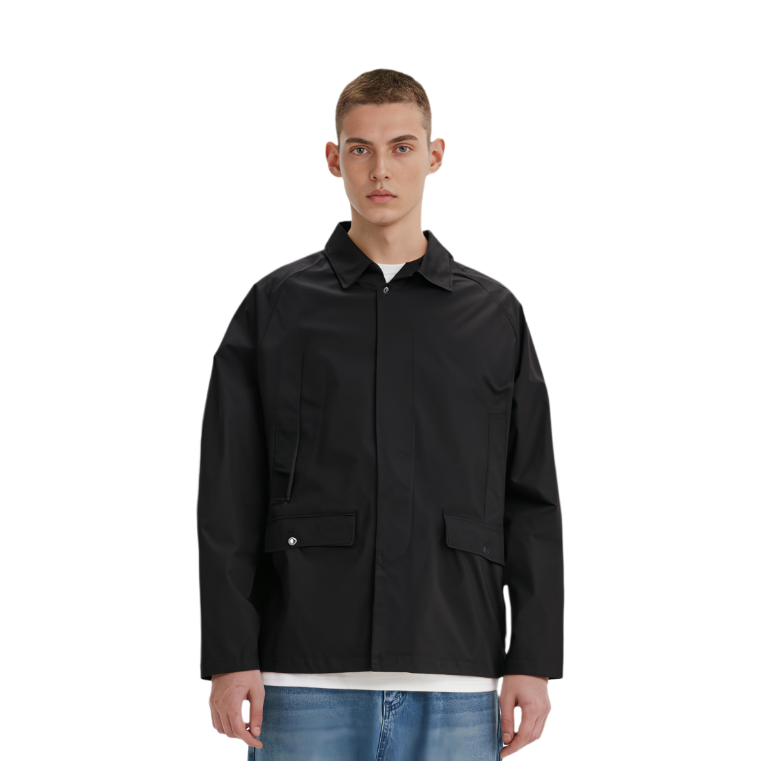 Мужская куртка nanamica 2l Gore tex Short Soutien Collar Coat (черная) — Синий — фото 6