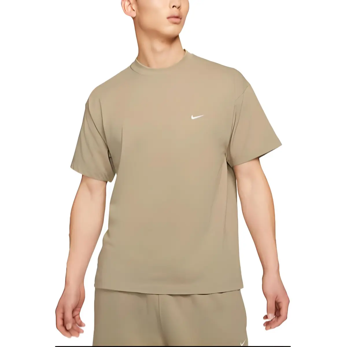 Nike T-Shirts Men's Light Brown Crew Neck Moderate Straight Fit