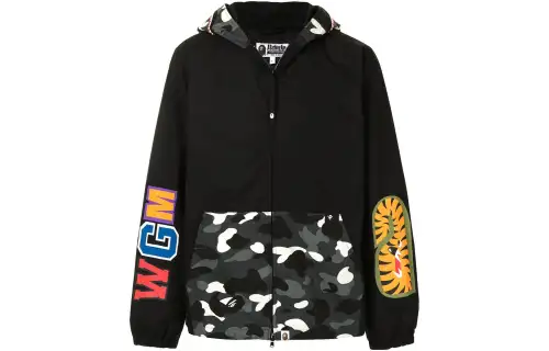 A BATHING APE Jackets Men's Black Hooded Moderate Other