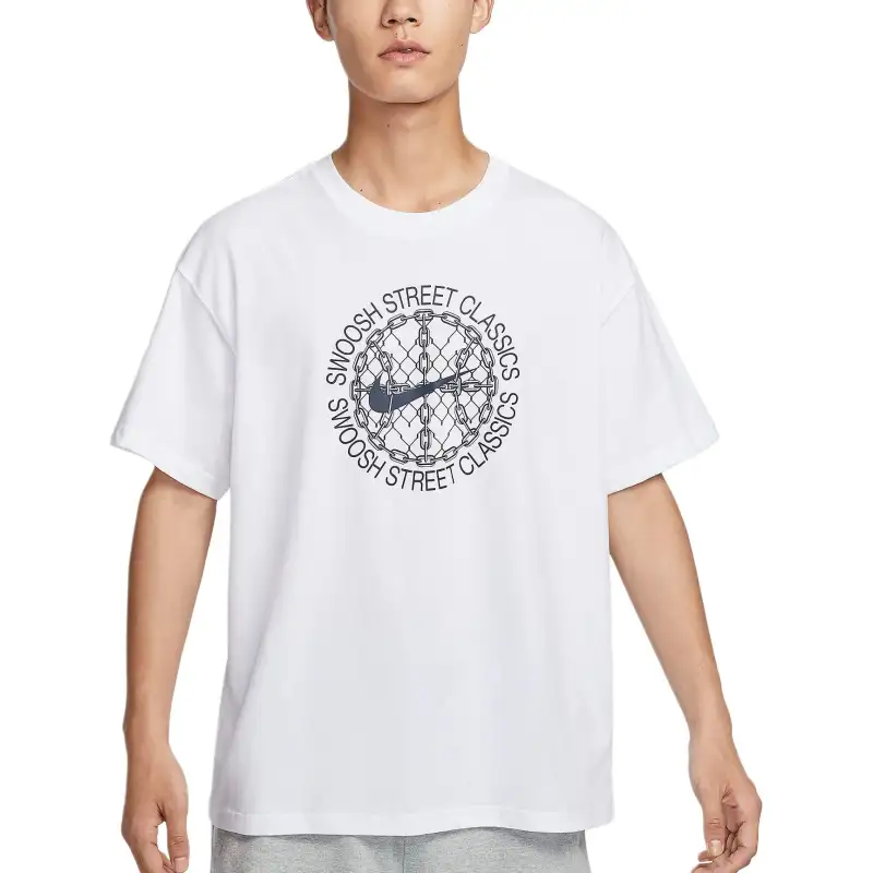 Nike T Shirts Men's White Crew Neck Moderate Straight Fit