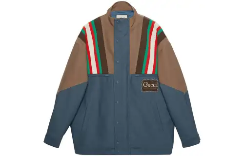 GUCCI Jackets Men's Blue Stand Collar Moderate Other