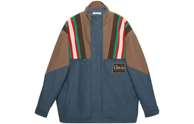 GUCCI Jackets Men's Blue Stand Collar Moderate Other
