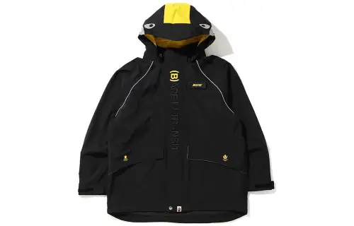 A BATHING APE Jackets Men's Black Hooded Moderate Other
