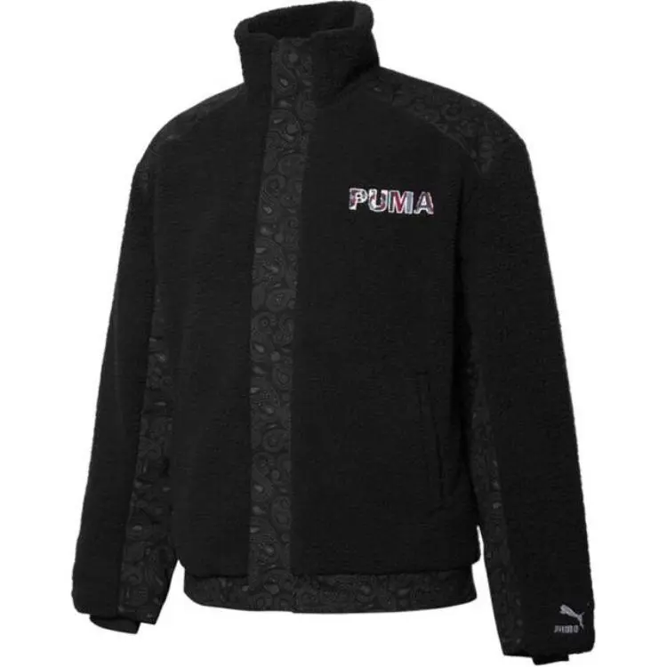 PUMA Jackets Men's Black Stand Collar Moderate Straight Fit