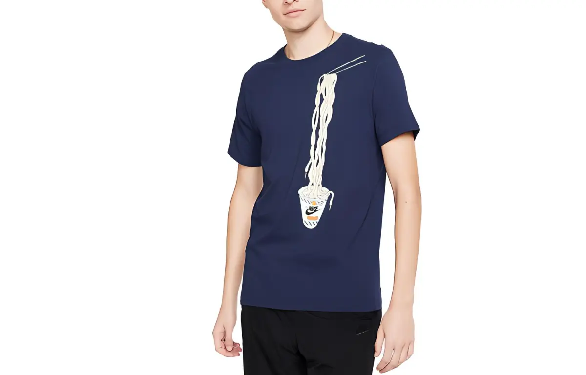 Nike T-Shirts Men's Blue Crew Neck Moderate Straight Fit