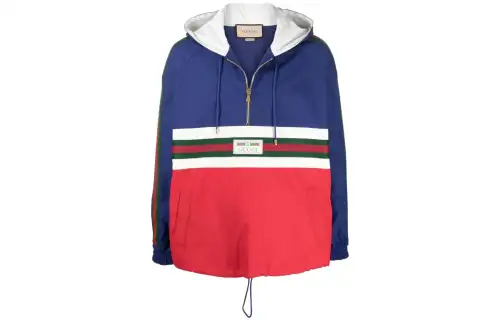 【Previous Season】Web-stripe hooded windbreaker