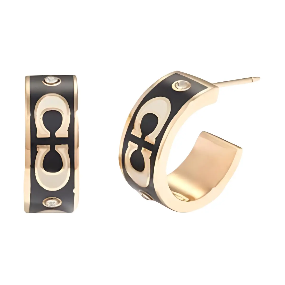 COACH Brass Earrings Women's Black/White