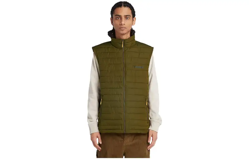 Timberland Vests Men's Olive Green Stand Collar Moderate Other