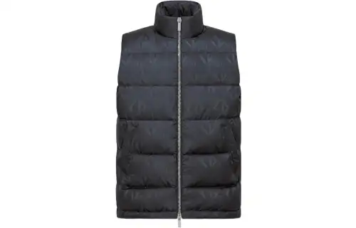 DIOR Down Vests Men's Black Stand Collar Moderate