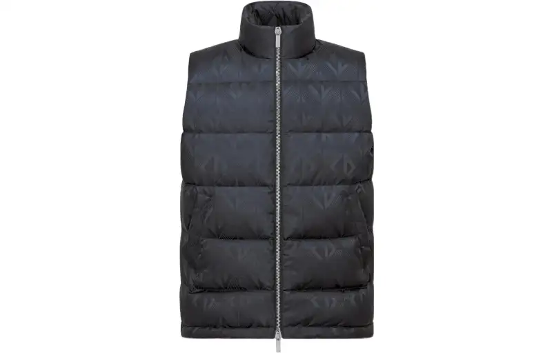 DIOR Down Vests Men's Black Stand Collar Moderate