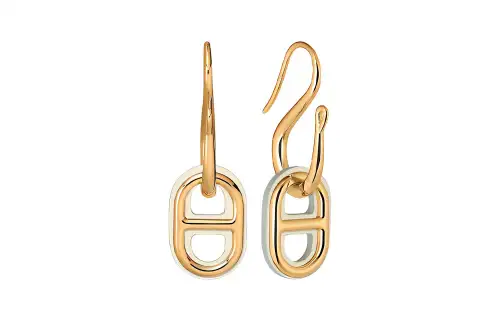 HERMES O'Maillon Earrings Women's Gray White