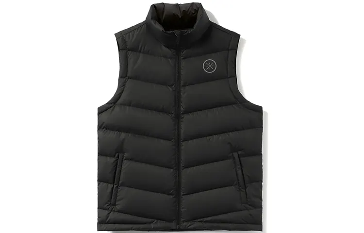 Li Ning Sports Fashion Collection Down Vests Men's Black Stand Collar Moderate Urban Techwear