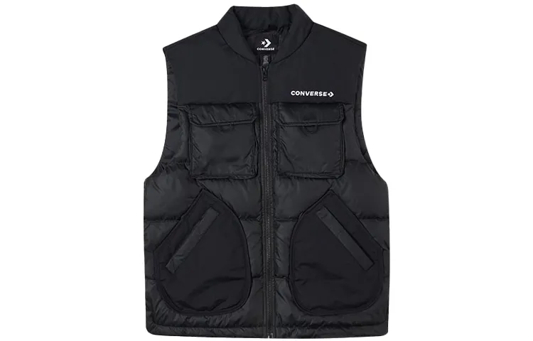 Converse Vests Men's Black Stand Collar Moderate Other