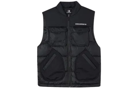 Converse Vests Men's Black Stand Collar Moderate Other