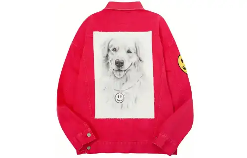 Drew House Smiley Collection SS21 Denim Jacket Unisex Red