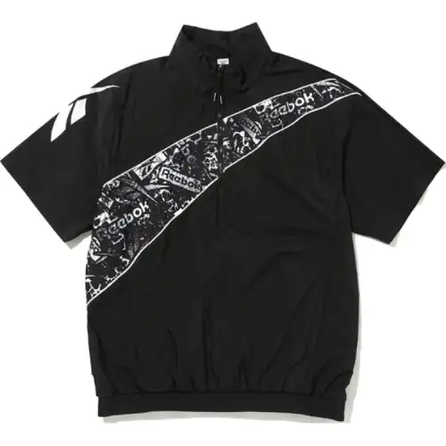 Reebok T Shirts Unisex Black Stand Collar Moderate Straight Fit
