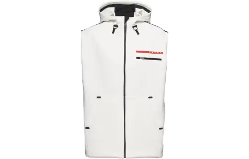 PRADA Vests Men's White Hooded Non Detachable Moderate Other