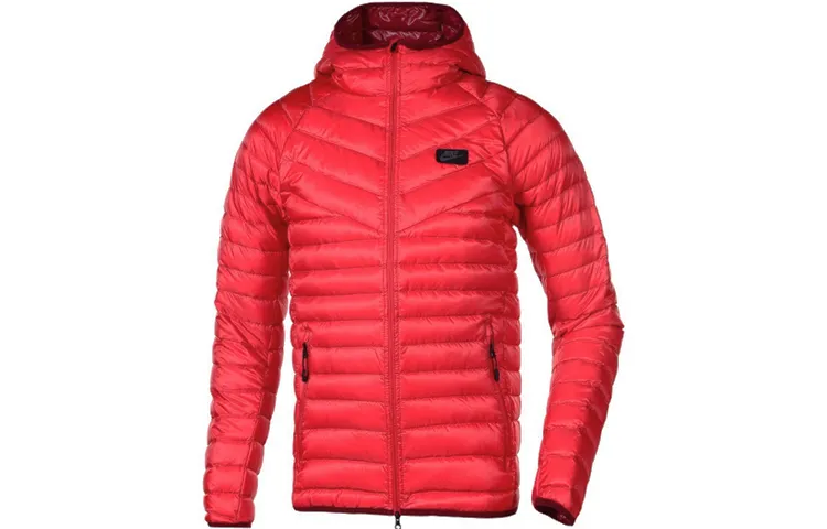 Nike Down Jackets Men's Red Hooded (Non-detachable) Moderate